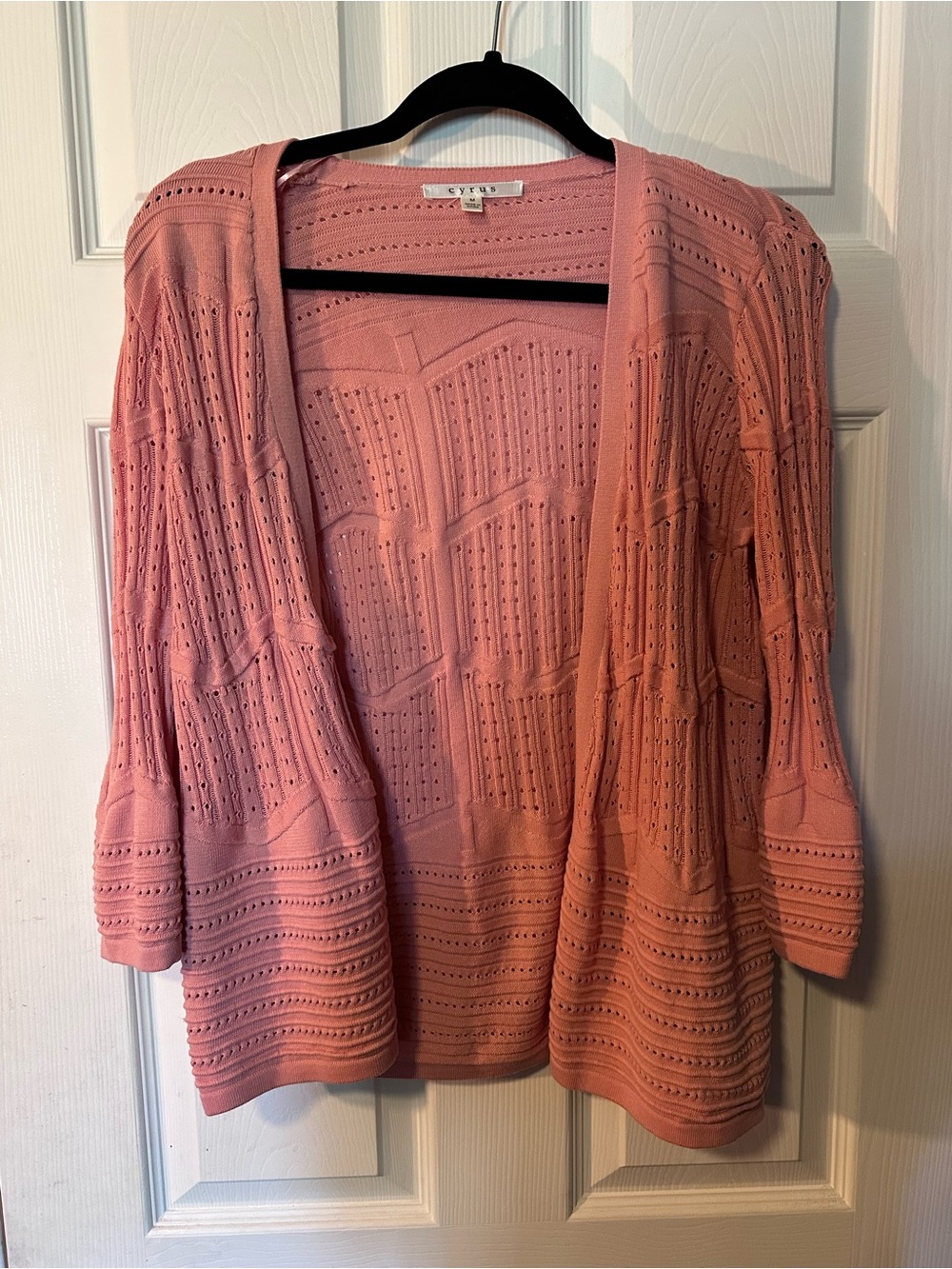 Cyrus Coral Pink Open-Front Knit Cardigan